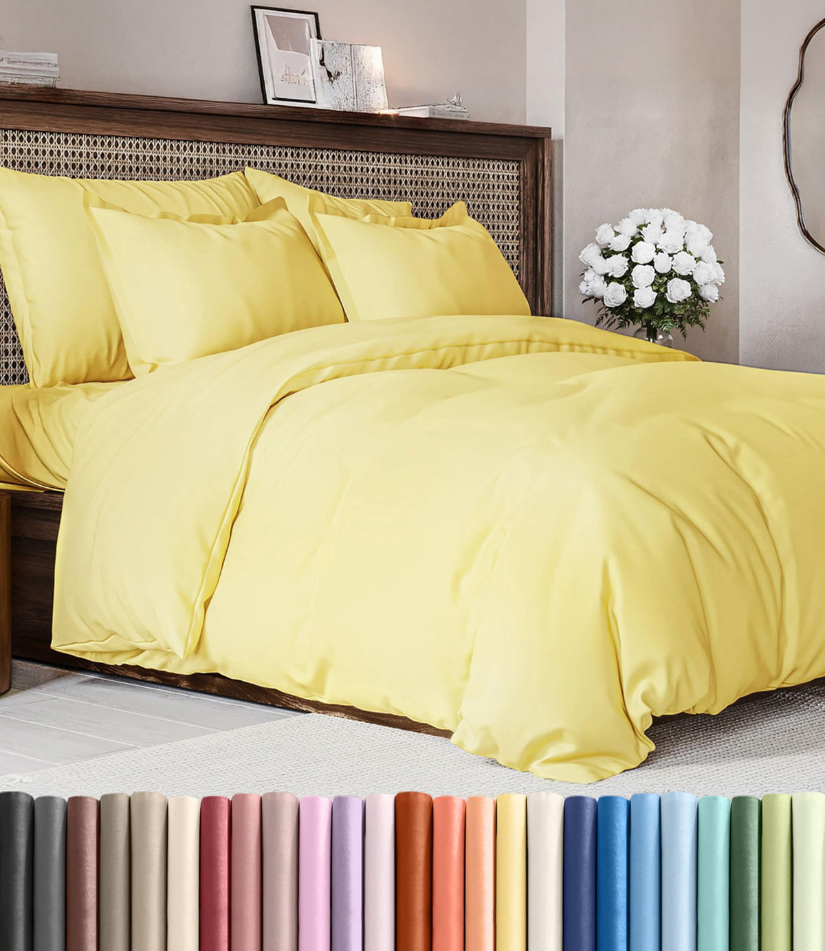 Duvet Cover King Size - Extra Soft 3 Piece with Zipper Closure - White