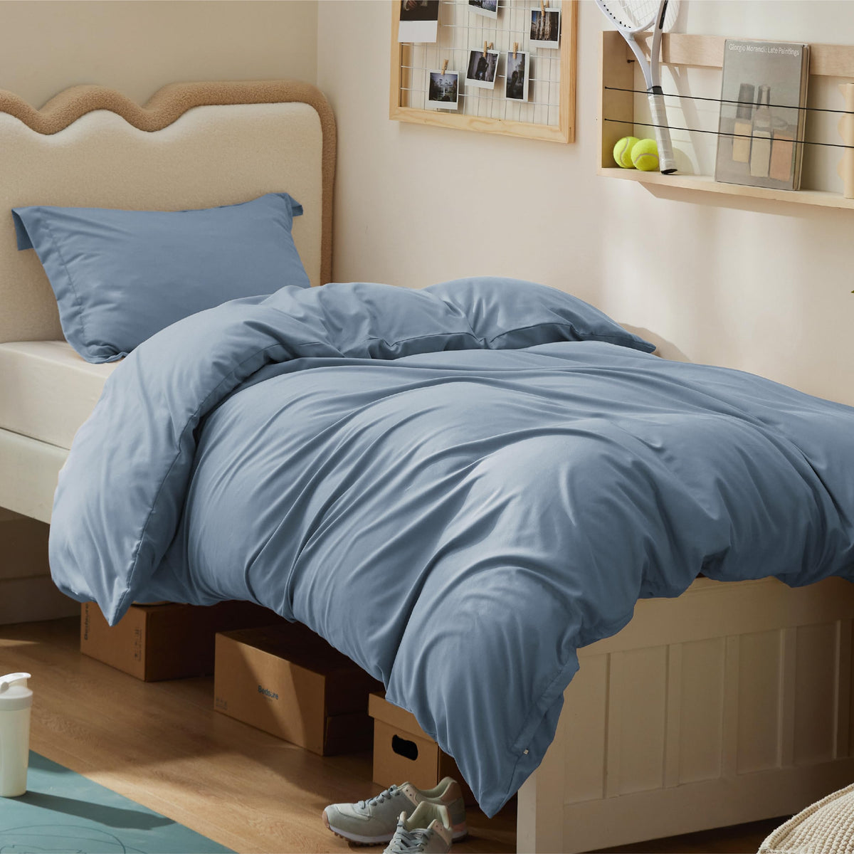 Bedsure Duvet Cover with Fitted Sheet Queen - Deep Pocket, Hotel Luxury Soft Double Brushed Bedding Set with Zipper Closure, 1 Duvet Cover, 1 Fitted Sheet, 2 Pillow Shams, NO Comforter, White