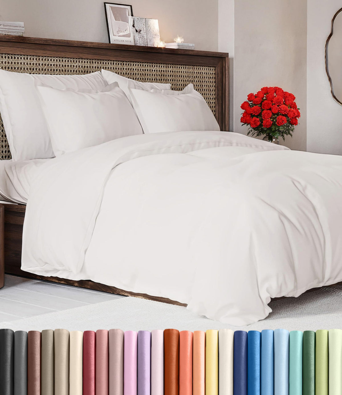 Duvet Cover King Size - Extra Soft 3 Piece with Zipper Closure - White