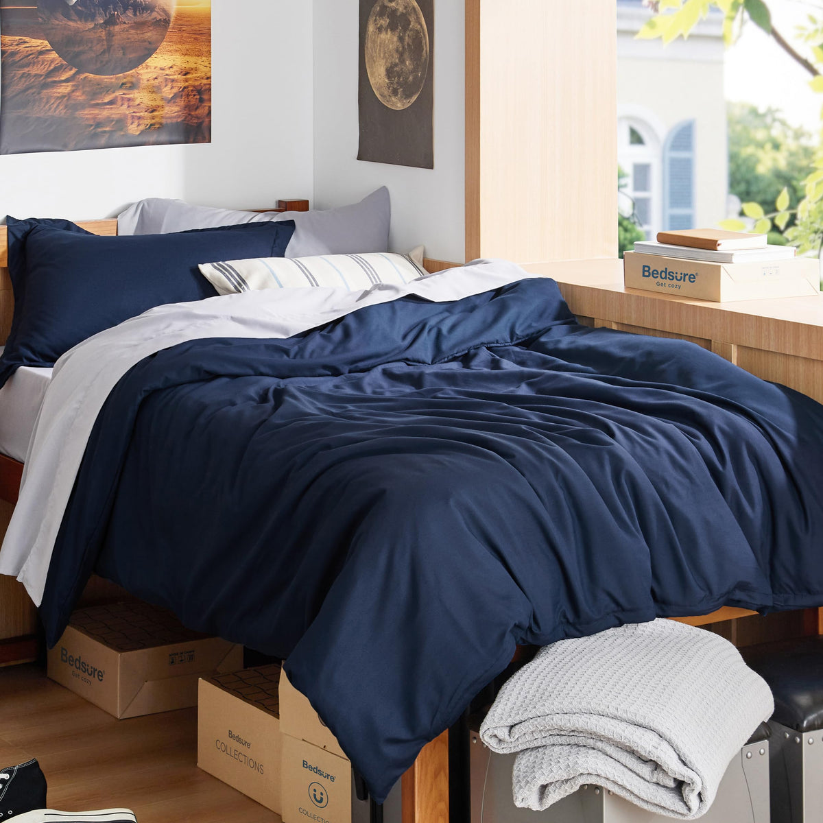 Bedsure Duvet Cover with Fitted Sheet Queen - Deep Pocket, Hotel Luxury Soft Double Brushed Bedding Set with Zipper Closure, 1 Duvet Cover, 1 Fitted Sheet, 2 Pillow Shams, NO Comforter, White