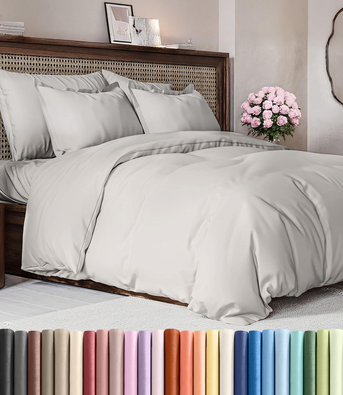 Duvet Cover King Size - Extra Soft 3 Piece with Zipper Closure - White