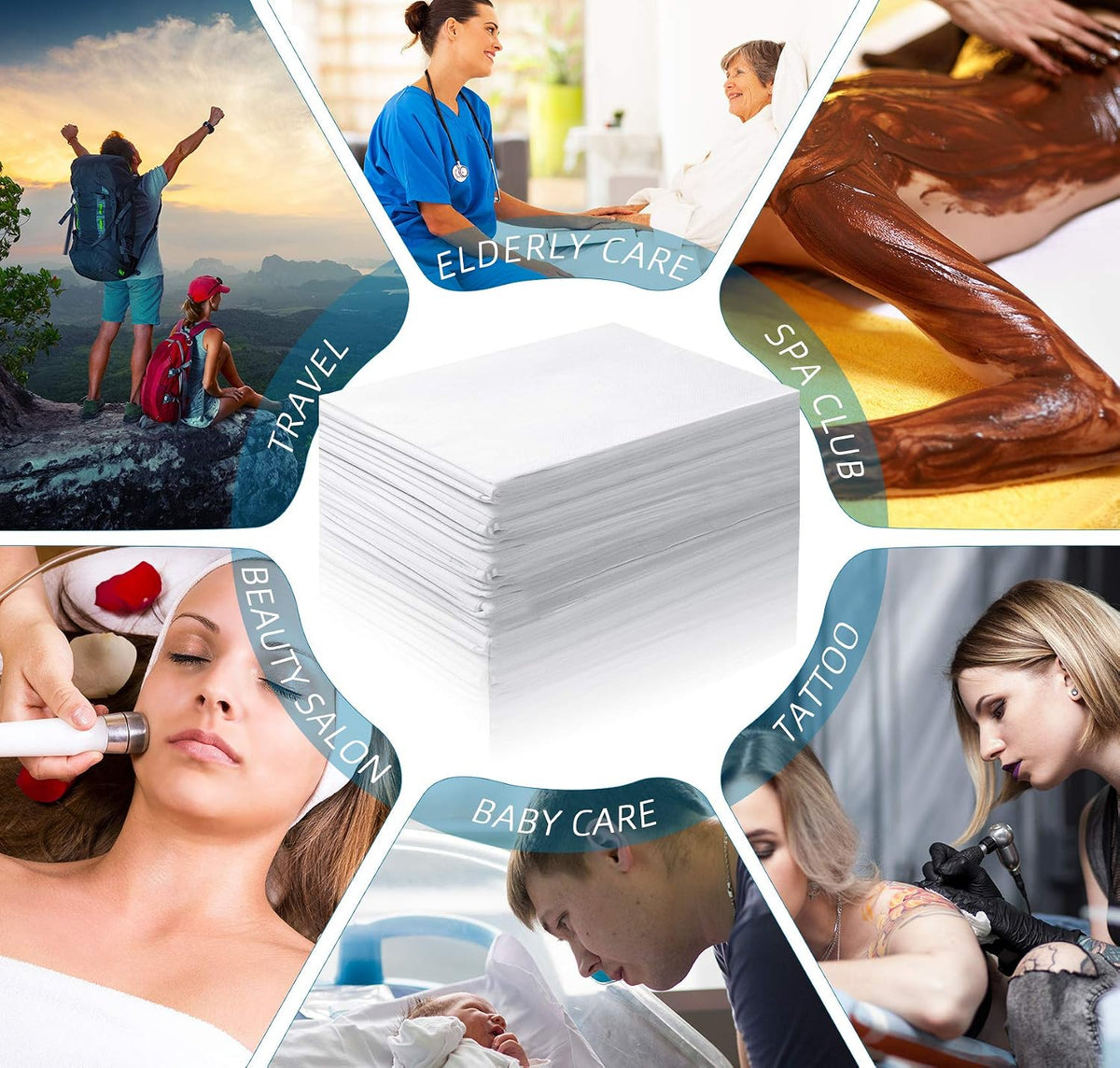 Boao 20 Pieces Disposable Bed Sheet Covers Spa Massage Table Sheet Waterproof Bed Covers Flat Sheets Non-woven Fabric, 31 x 71 Inches(White)