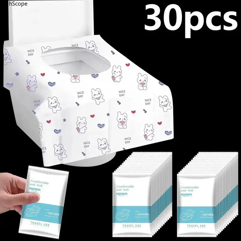 30Pcs Disposable Toilet Seat Covers, Cute Rabbit Heart Portable Toilet Seat Protectors for Travel Public Restrooms