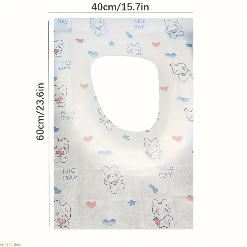 2026 New Portable 30Pcs Disposable Toilet Seat Covers - Cute Rabbit & Heart Pattern, Extra Long & Wide Public Toilet Guard, Fresh Each Time for Travel & Airplane