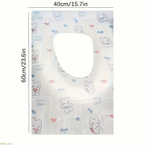 2026 New Portable 30Pcs Disposable Toilet Seat Covers - Cute Rabbit & Heart Pattern, Extra Long & Wide Public Toilet Guard, Fresh Each Time for Travel & Airplane