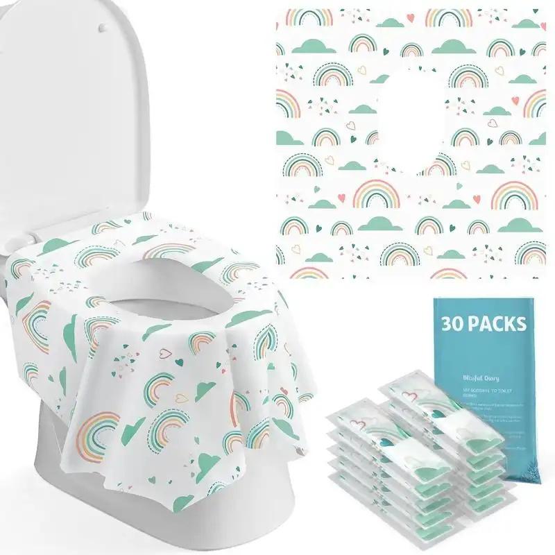 30 Pack Disposable Toilet Seat Covers - Individually Wrapped Bathroom Accessory, Large Waterproof Toilet Lid Cover for Camping Travel Public Restrooms Airplane Trips
