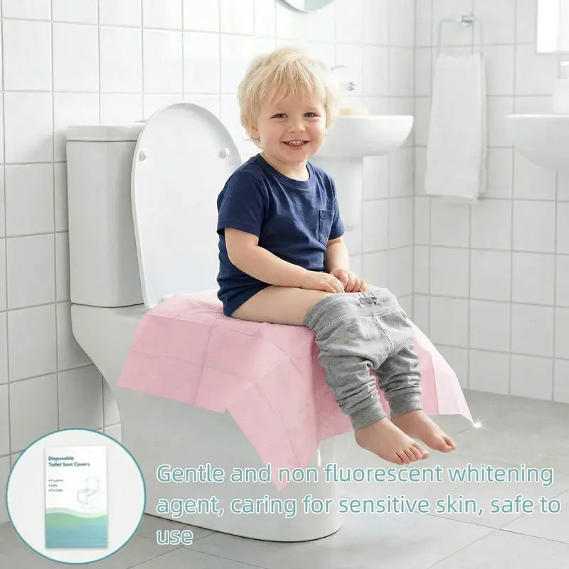 Premium Disposable Toilet Seat Covers, 16x24-in Toilet Accessories Cover, 50pcs Individually Wrapped Multi-Pack Box, Soft Wood Pulp with Waterproof Layer & Non-Slip, Full Coverage Rest Rooms Travel Essentials for Adults