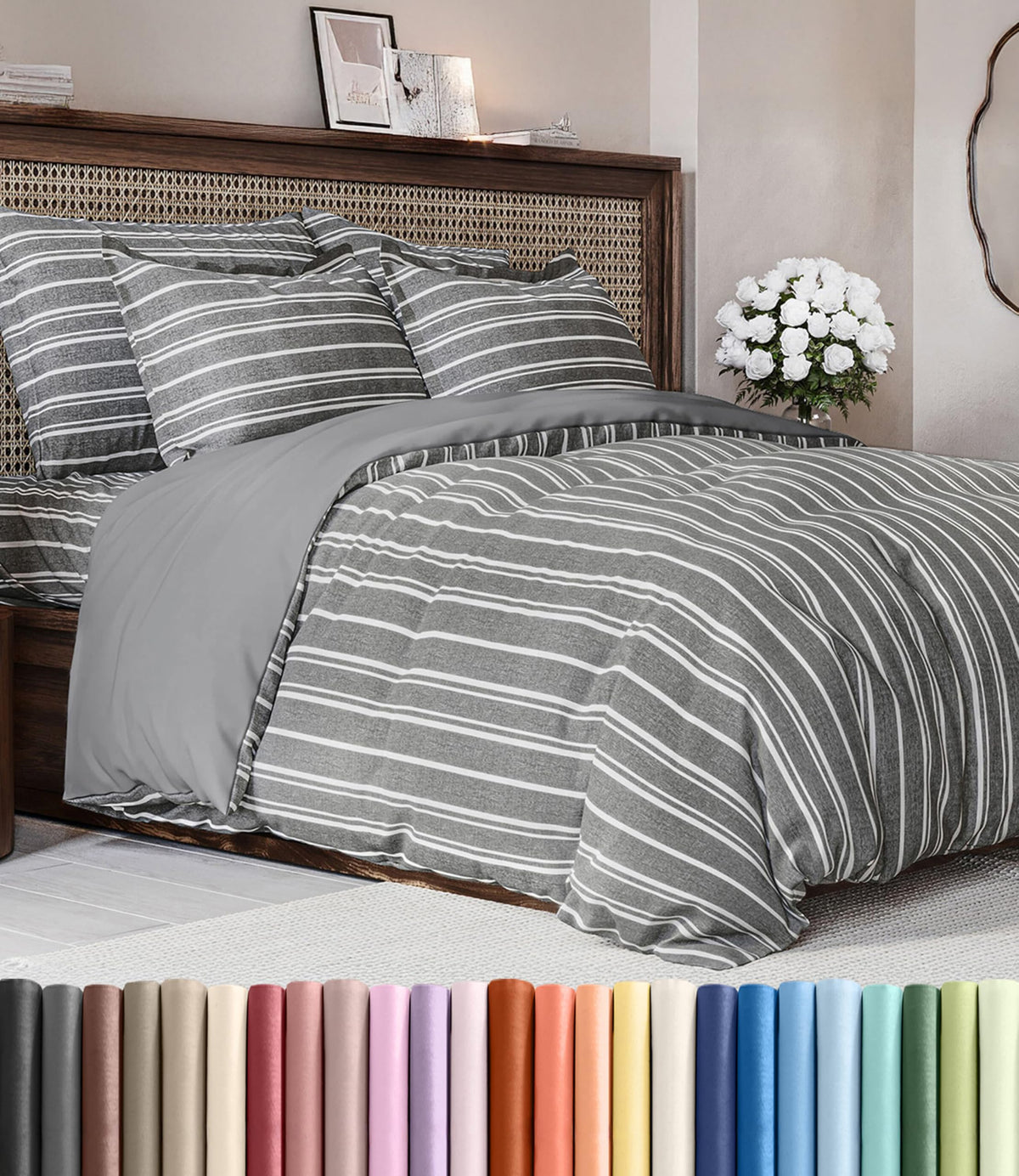 Duvet Cover King Size - Extra Soft 3 Piece with Zipper Closure - White