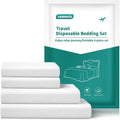 Disposable Bed Sheets for Hotel, King Size Travel Bedding Set, Disposable Duvet Comforter Cover, Safe and Portable for Travel, Includes 2 Bed Sheets, 2 Quilt Covers and 4 PillowcasesGift
