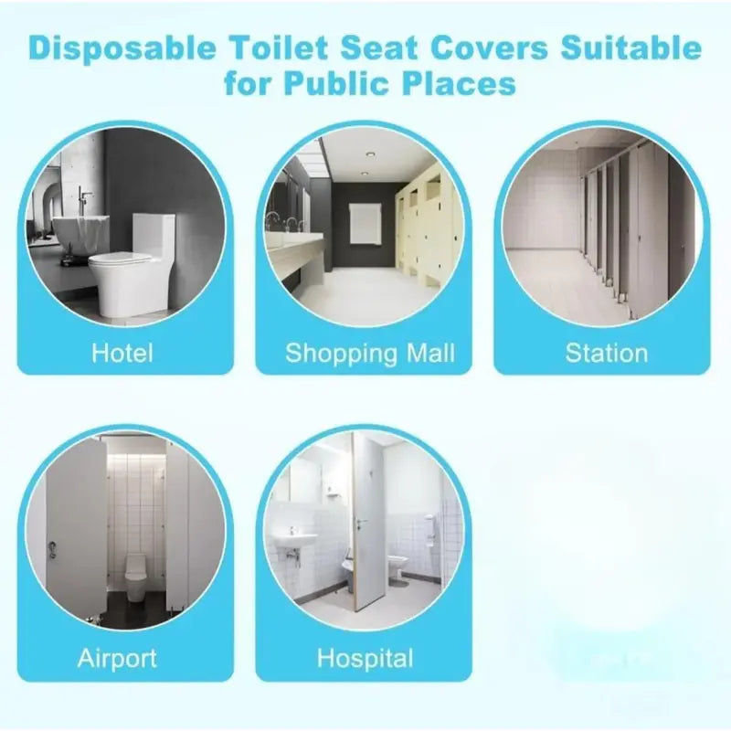 30-Pack Individual Pack PVC Rectangular Solid Disposable Toilet Seat Covers - Tear-Free, Waterproof, Non-Slip, Unisex, 16x24in, All Seasons for Outdoor Travel, Public Restrooms (Sports & Outdoor Use)