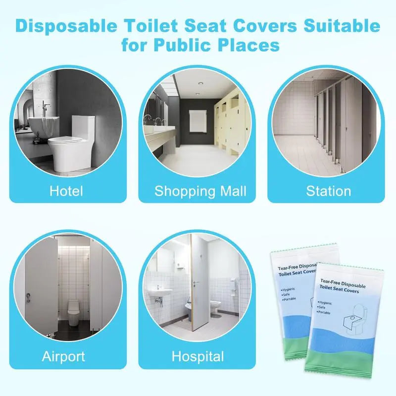 10 Packs Tear-Free Toilet Seat Covers Disposable for Adults and Kids, 16x24 Inch Waterproof Non-Slip Disposable Toilet Seat Cover for Travel, Public Toilet, Outdoors (Individual Package)