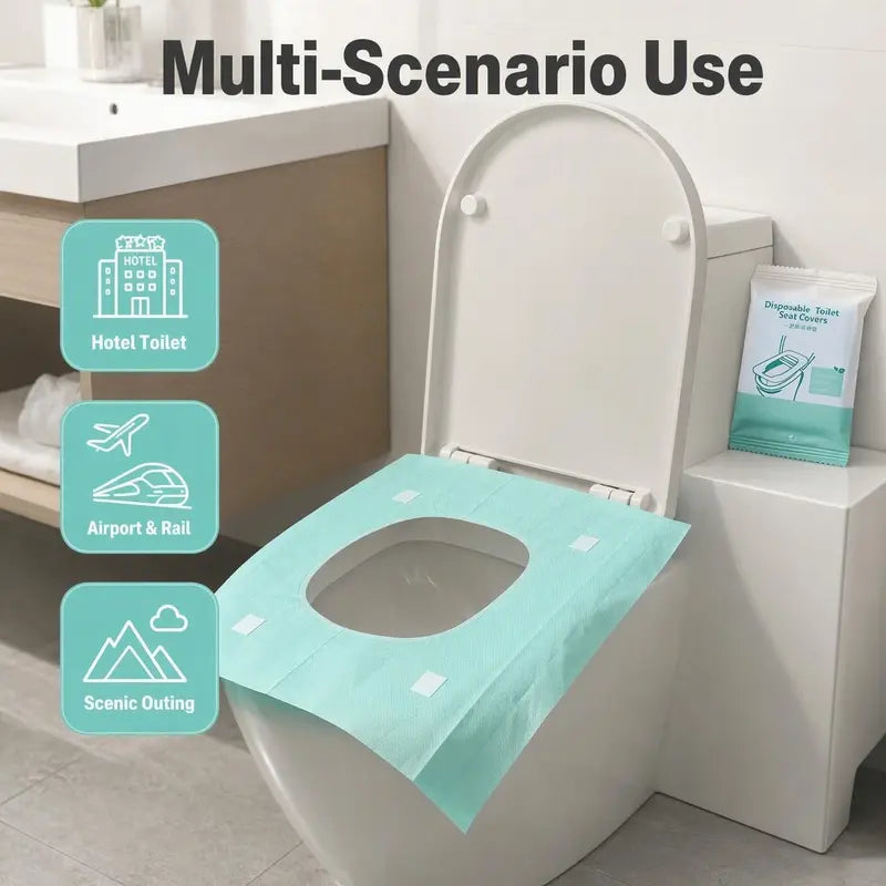 Disposable Rectangular Toilet Seat Covers(10/20/30-Pack, 30pcs Option), 16x24in NylonPlain Waterproof Portable Non-Slip IndividuallyWrapped Boxed Toilet Seat Cover Set for HomeBathroom Hygiene Essentials