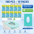 Disposable Waterproof Toilet Seat Covers - 100 Pcs Individual Wrap XL Universal Fit Portable Bathroom Accessory, Toilet Cover Set for Adults, Home & Public Sanitation Supplies
