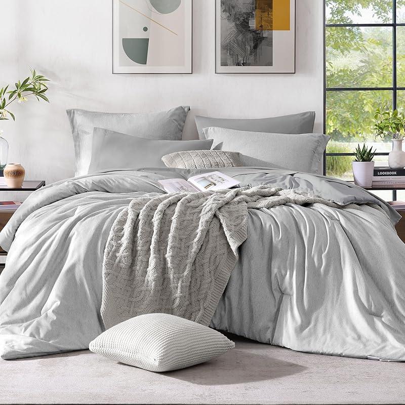 【FallPickDeals】Monbix Queen Size Bed Cover Set - 7-Piece Cationic Dyeing Microfiber Quilt Set with Double-Sided Pocket Storage, Soft Texture, Sheets, Pillowcases & Shams, Reversible Bedding
