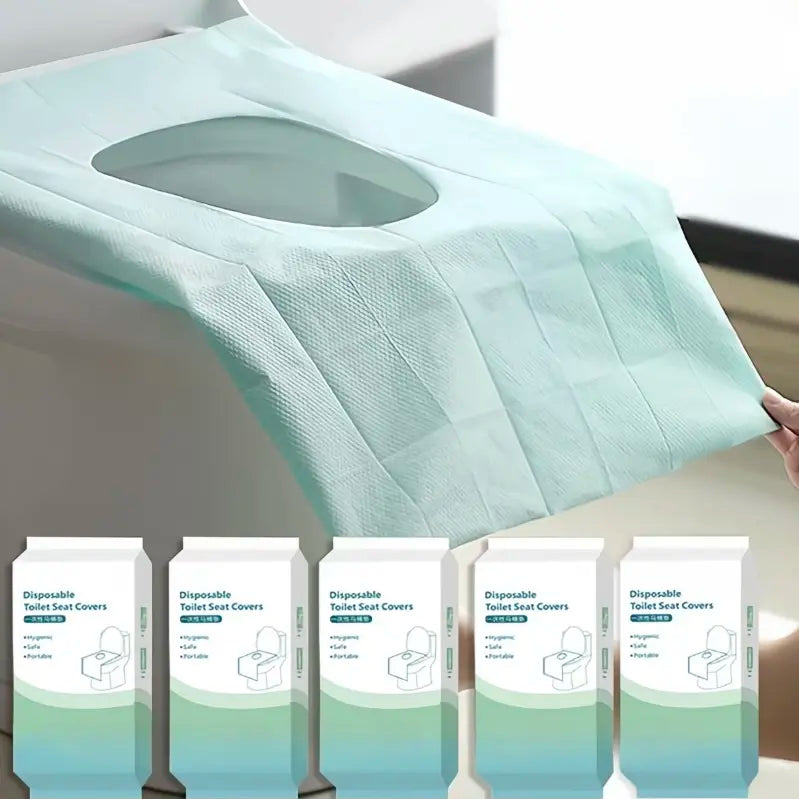 Hygienic Rectangular Disposable Toilet Seat Cover Set (10/20/30pcs, Individual Package) - Pastel Nylon Portable Bathroom Accessory, Home & Hotel Use, with Storage Box