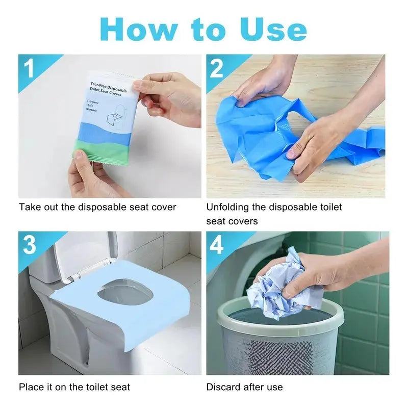 10 Packs Tear-Free Toilet Seat Covers Disposable for Adults and Kids, 16x24 Inch Waterproof Non-Slip Disposable Toilet Seat Cover for Travel, Public Toilet, Outdoors, Toilet Seat Protectors (Individual Package)
