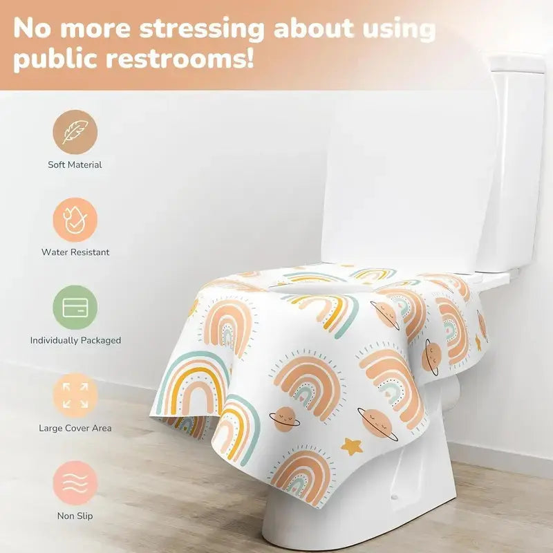 30 Pack Disposable Toilet Seat Covers - Individually Wrapped Bathroom Accessory, Large Waterproof Toilet Lid Cover for Camping Travel Public Restrooms Airplane Trips