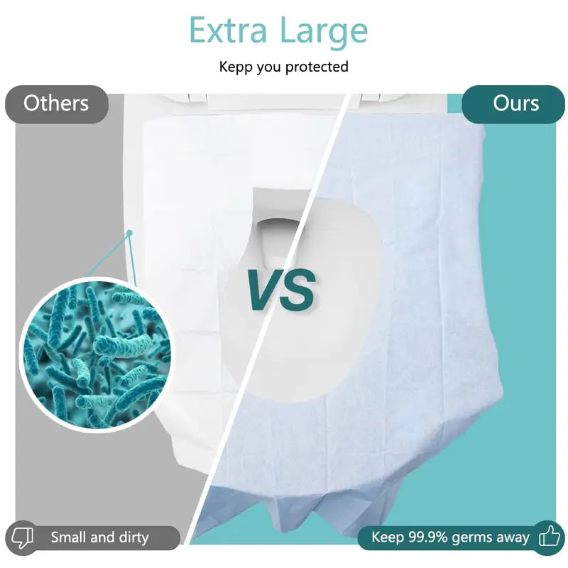 Disposable Toilet Seat Protectors (10/20/30 Packs) - 16x24 in XL Waterproof Sticky 100% Wood Pulp Bathroom Accessory, Single-Use Portable Pouch Liners for Travel, Public Toilets, All Seasons