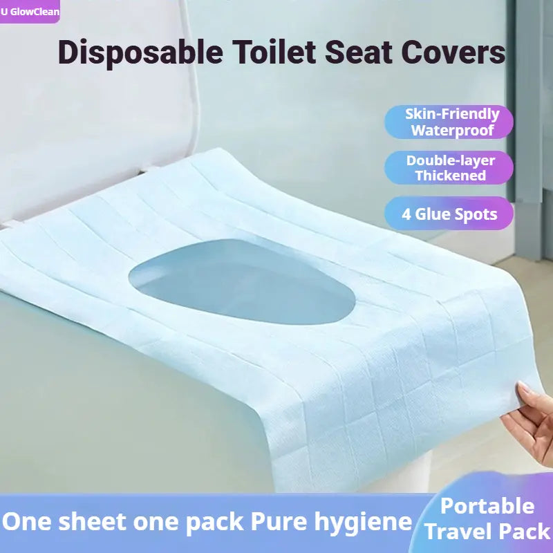 20 Pack Disposable Toilet Seat Covers, Individually Wrapped, XL Size with 4 Adhesive Dots, Waterproof Travel Toilet Cover for Hygiene & Germ Protection, Ideal for Home, Hotel, Business Trip & Public Restrooms