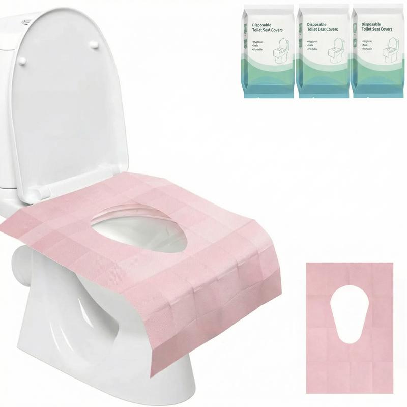 Premium Disposable Toilet Seat Covers, 16x24-in Toilet Accessories Cover, 50pcs Individually Wrapped Multi-Pack Box, Soft Wood Pulp with Waterproof Layer & Non-Slip, Full Coverage Rest Rooms Travel Essentials for Adults