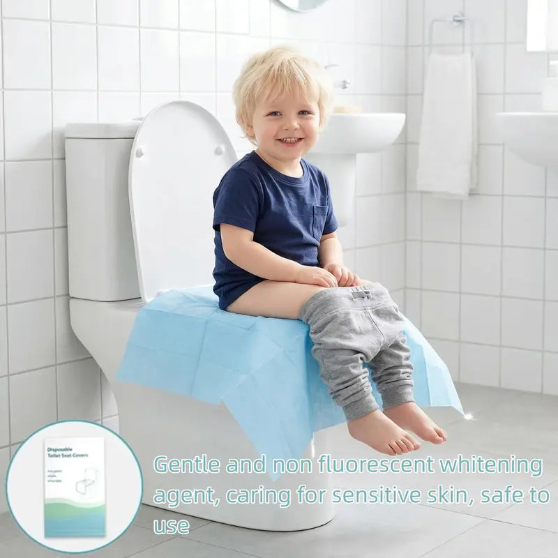 Disposable Toilet Seat Protectors (10/20/30 Packs) - 16x24 in XL Waterproof Sticky 100% Wood Pulp Bathroom Accessory, Single-Use Portable Pouch Liners for Travel, Public Toilets, All Seasons