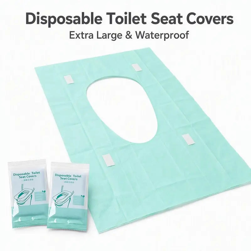Disposable Rectangular Toilet Seat Covers(10/20/30-Pack, 30pcs Option), 16x24in NylonPlain Waterproof Portable Non-Slip IndividuallyWrapped Boxed Toilet Seat Cover Set for HomeBathroom Hygiene Essentials