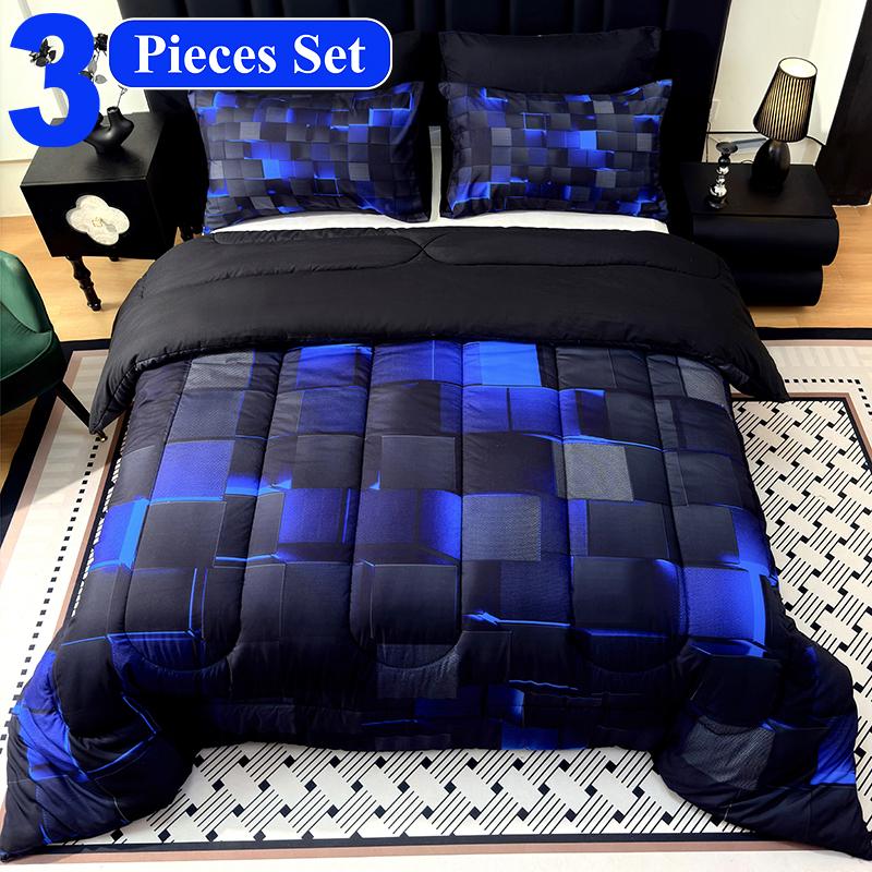 [Weekly Deals] Polyester Comforter Set - 4-Season Technology, 3/6/7-Piece Multi-Size Bedsheet Sets, Digital Printing, All-Year-Round Use, Avant-Garde Cyber Atmosphere Bedroom Decor, Summer Compatible, Vacuum-Sealed Pack, Sohochic