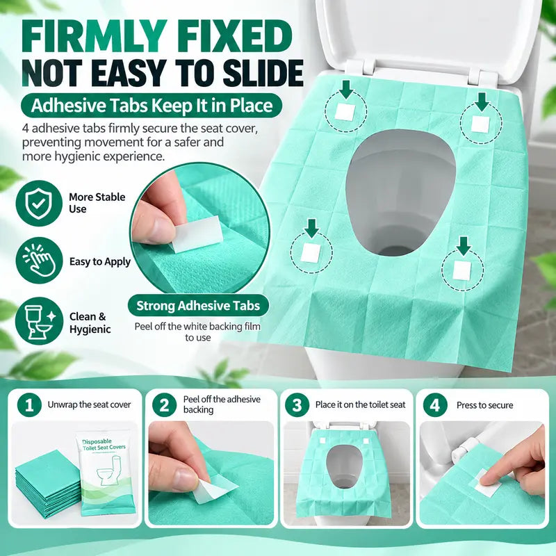 3D Toilet Seat Covers Disposable Sterilized - 360° Full Wraparound | Safe for Adults and Kids Potty Training & Effectively Blocks Germs, Waterproof & Durable & Thick, Individually Wrapped for Travel, Public Restroom, Camping