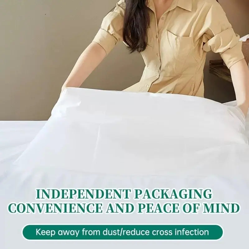 Disposable Bed Sheets Queen Size 8-Pack - Travel Bedding Set with 2 Flat Sheets, 2 Quilt Covers & 4 Pillowcases for Hotels, Business Trip, Spa, Camping - Non-Woven Bed Cover (2 Pack)