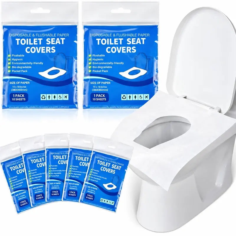 Disposable Extra Large Flushable Paper Toilet Seat Covers, 70 Pcs, Home & Bathroom Supplies