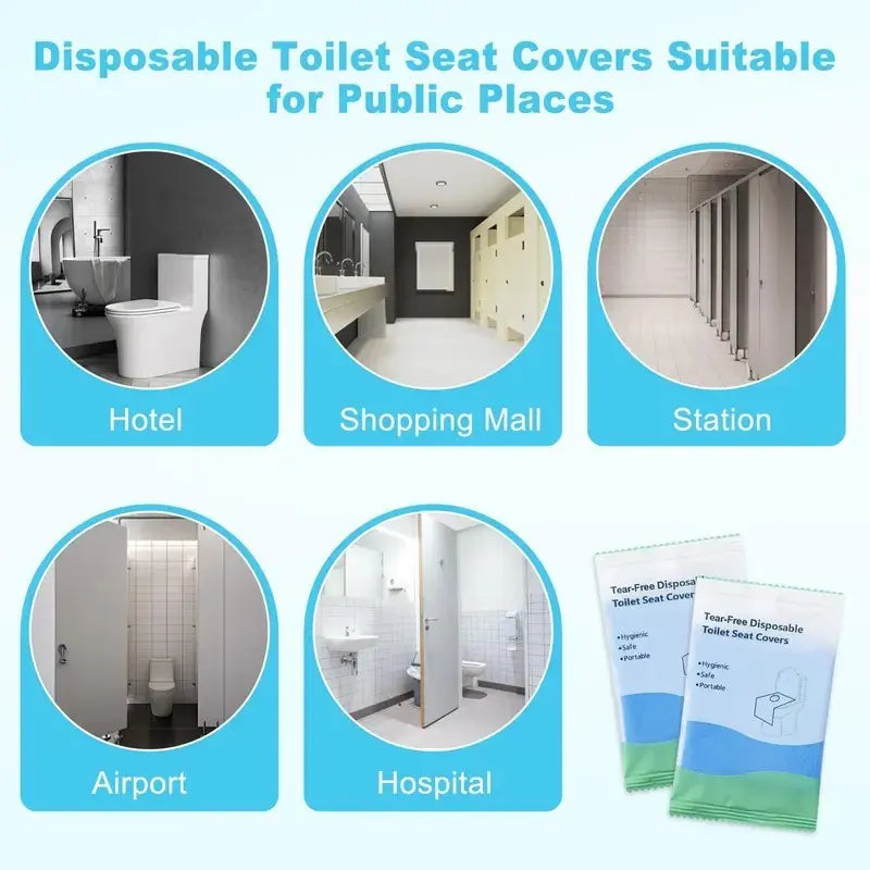 10 Packs Tear-Free Toilet Seat Covers Disposable for Adults and Kids, 16x24 Inch Waterproof Non-Slip Disposable Toilet Seat Cover for Travel, Public Toilet, Outdoors, Toilet Seat Protectors (Individual Package)